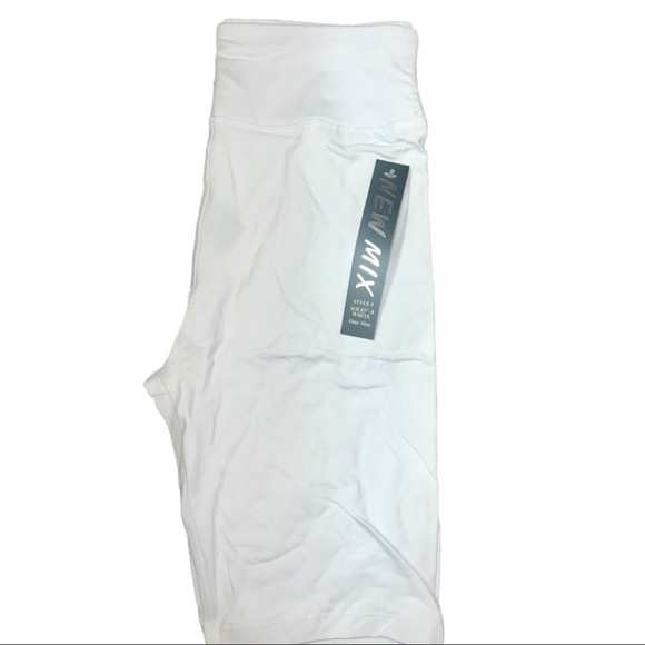 High Waist Thick White Biker Shorts - Picture 2 of 7